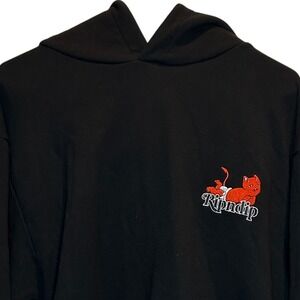 RipnDip Black Graphic Hoodie Devil Cat Print Hooded Sweatshirt Men's Large